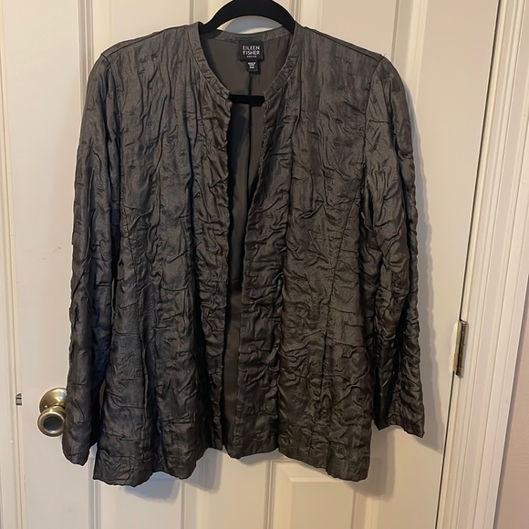 Eileen Fisher Jacket petite medium 100% silk jacket 100% silk lining - - Picture 3 of 9